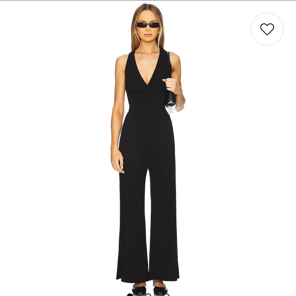 Bobi Black Revolve Black Modal Cotton Cross Back Wide Leg Jumpsuit Size S